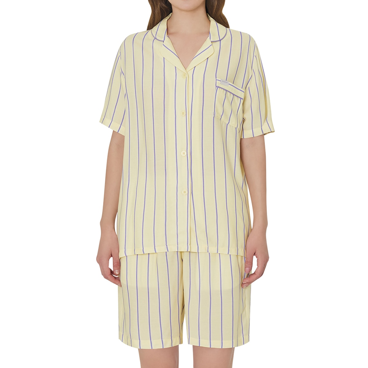 게스 여성 레이온 파자마 세트 - 옐로우