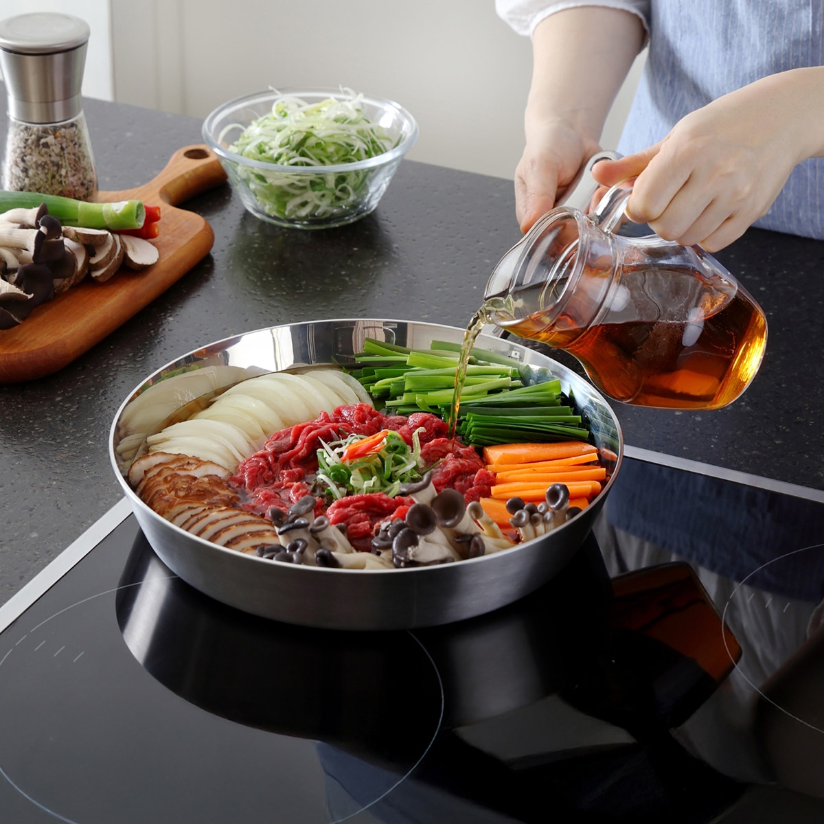 쿡에버 퓨어 통 5중 스테인리스 프라이팬 28cm