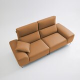 UND NA17 전체 천연 이태리 슈렁큰통가죽 3인 소파 - 허니브라운