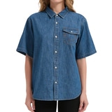 트루릴리젼 여성 반소매 데님 셔츠 - 미디엄 블루
