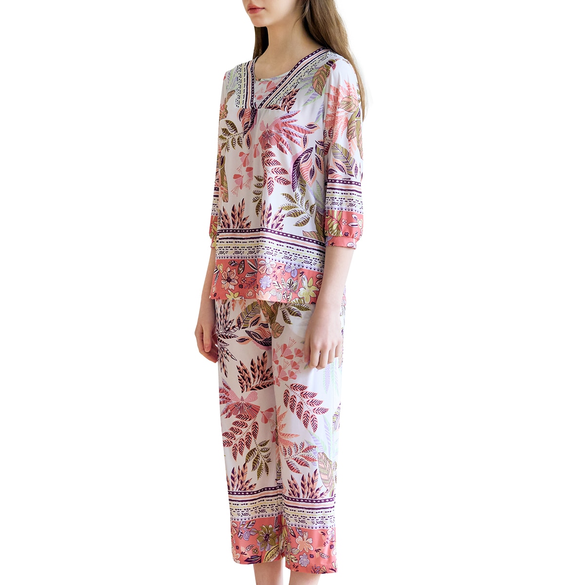 비너스 여성 폴리스판 라운지 세트 - 오렌지, XL