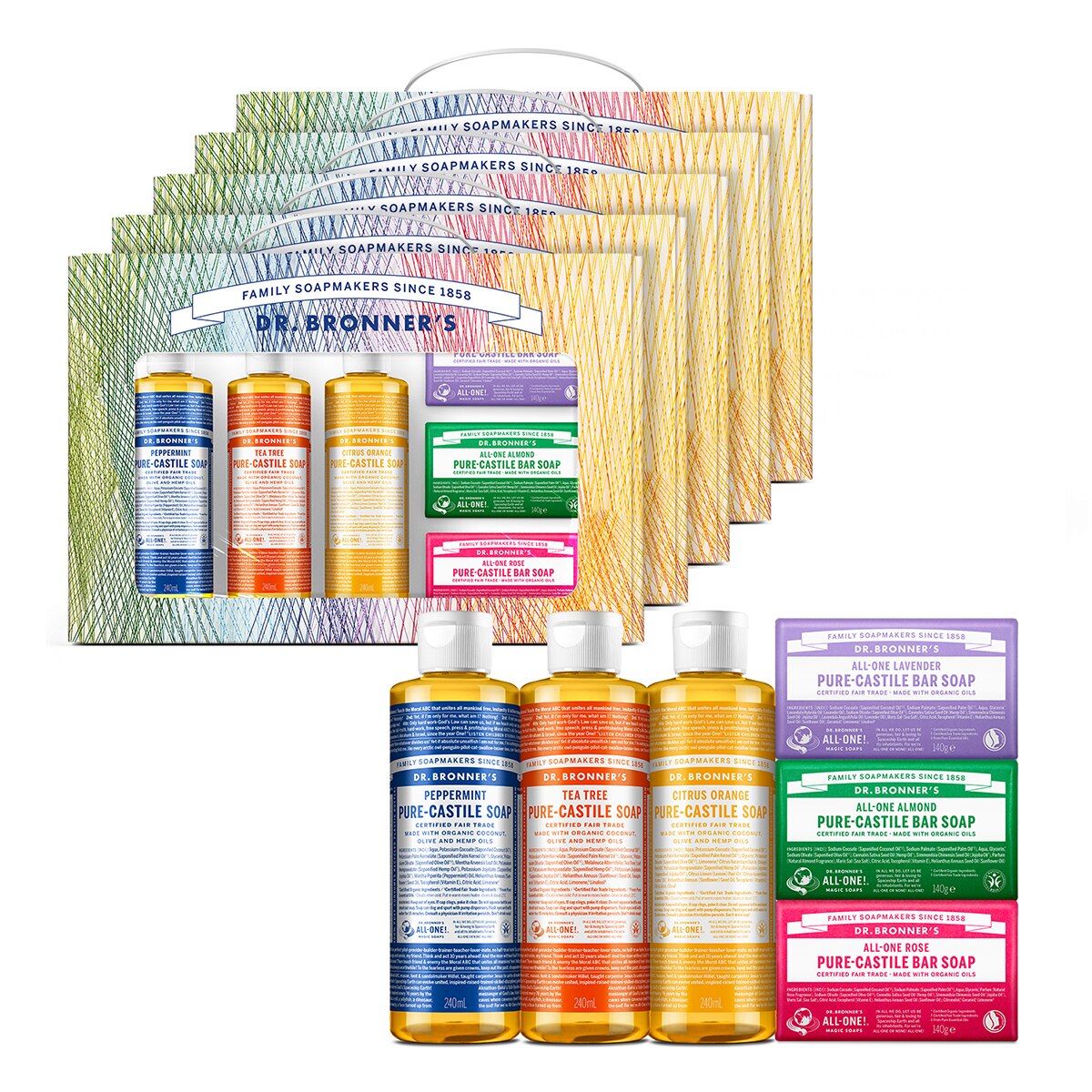 닥터브로너스 퓨어 캐스틸세트(캐스틸솝&바솝) X 5