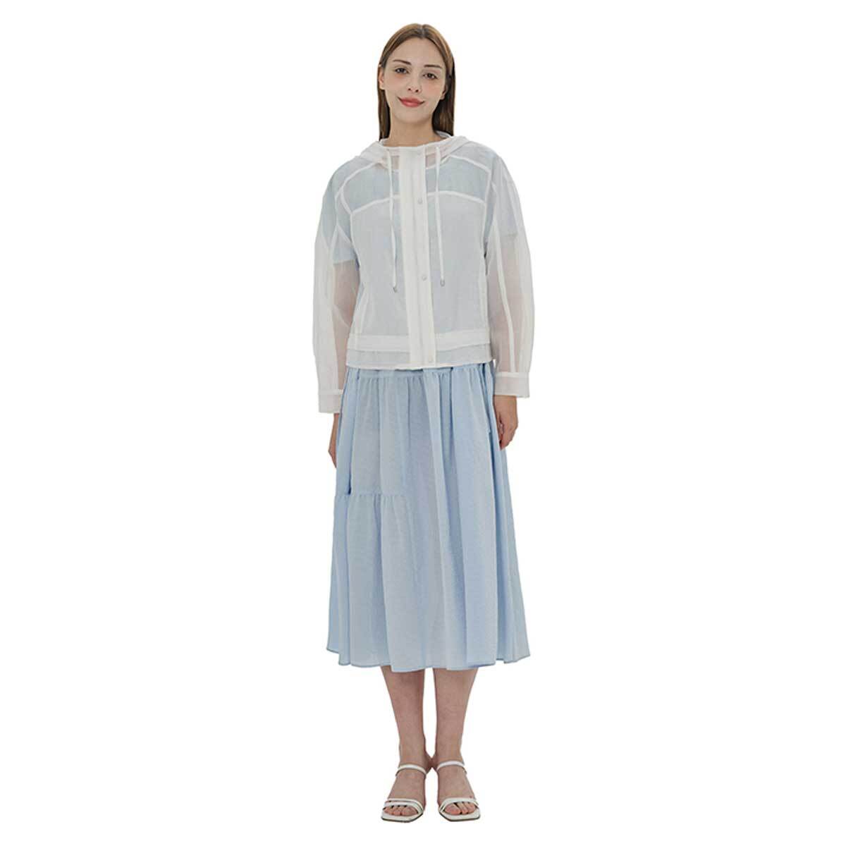 비지트 인 뉴욕 여성 시스루 메쉬 후드 점퍼