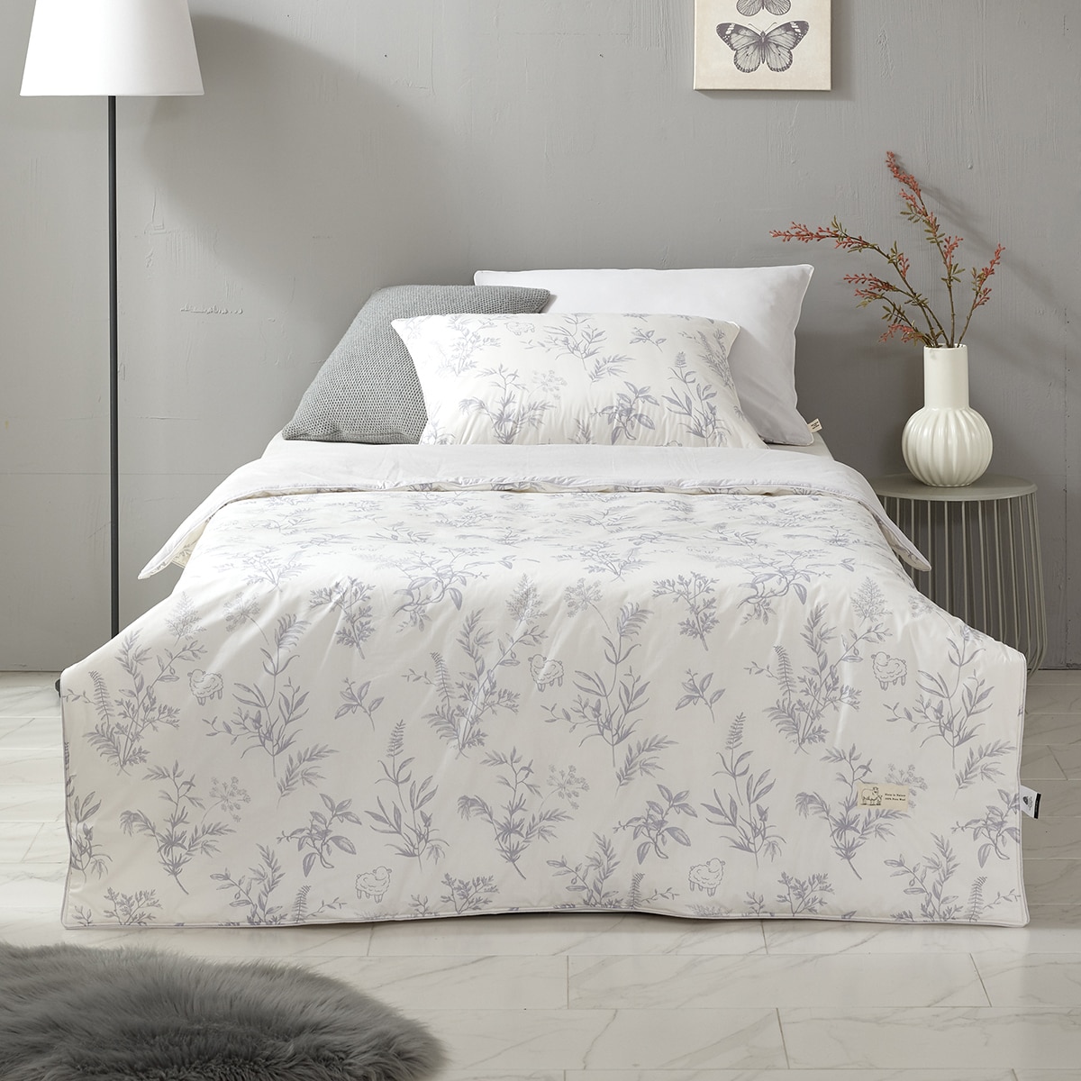 April At Home 80수면 프린트 파이핑 양모이불 - 싱글, 그레이