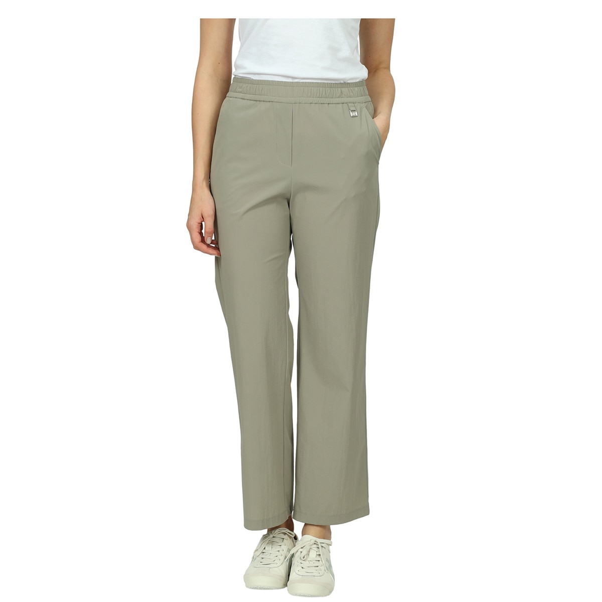 안지크 여성 와이드 밴딩 팬츠 - 카키 안지크 여성 와이드 밴딩 팬츠 - 카키