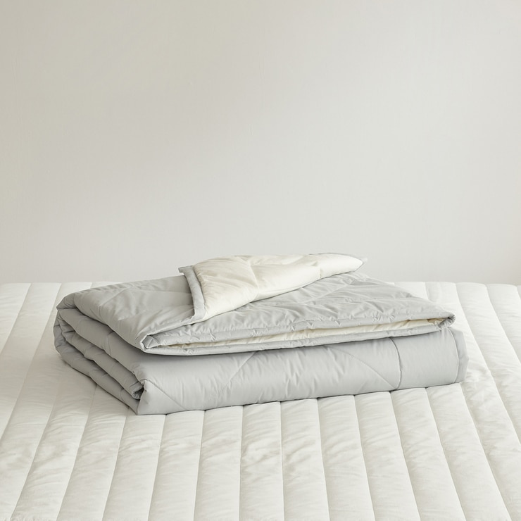 루마인 홈 사계절 솔리드 양모 이불 - 퀸, 그레이/아이보리