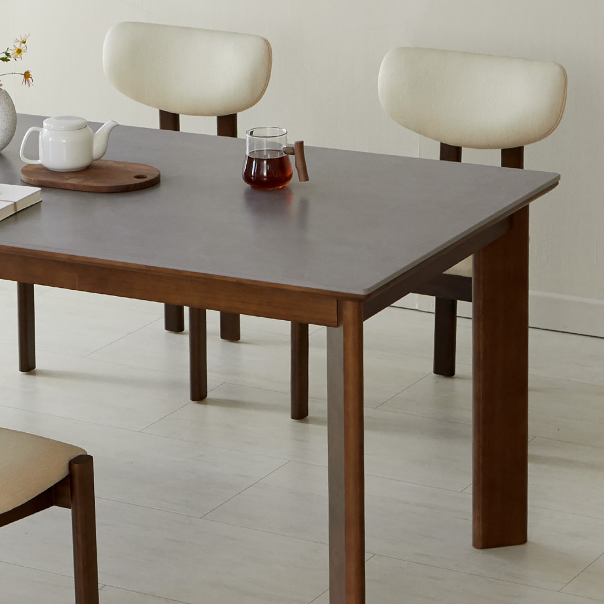 헤이지 세라믹 식탁 세트 6인 - 월넛, 마블 그레이 헤이지 세라믹 식탁 세트 6인 - 월넛, 마블 그레이