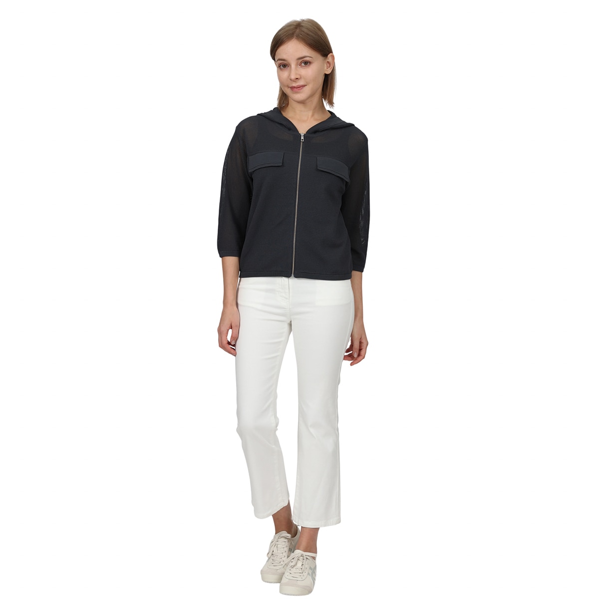 안지크 여성 니트 후드 재킷