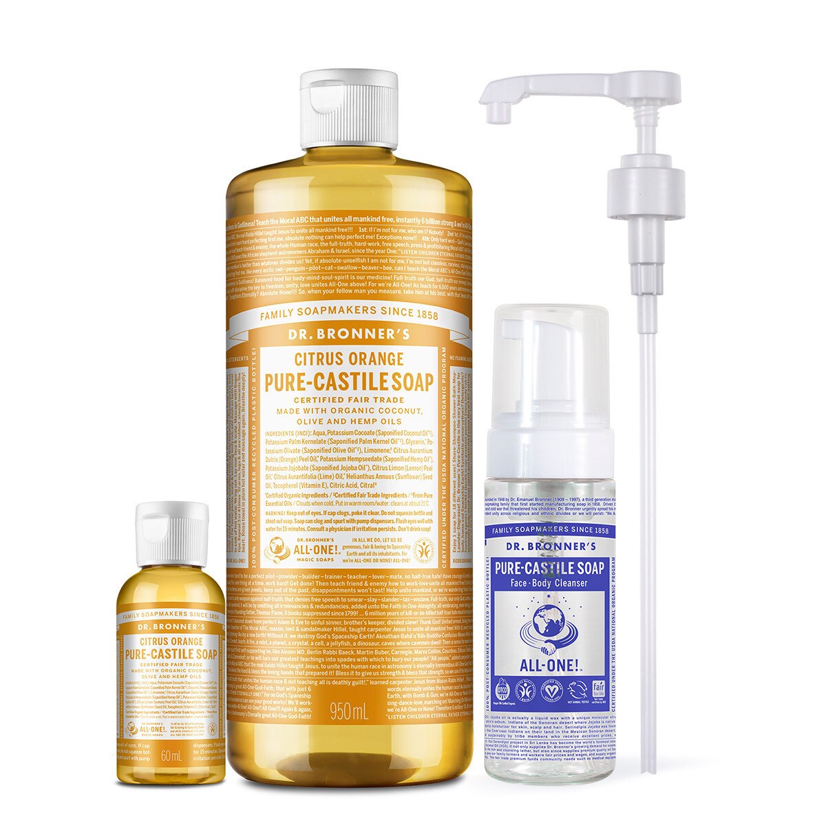 닥터브로너스 캐스틸 솝 클렌저 950ml + 60ml - 시트러스