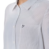 비지트 인 뉴욕 여성 스트라이프 셔츠 - 블랙 스트라이프, M