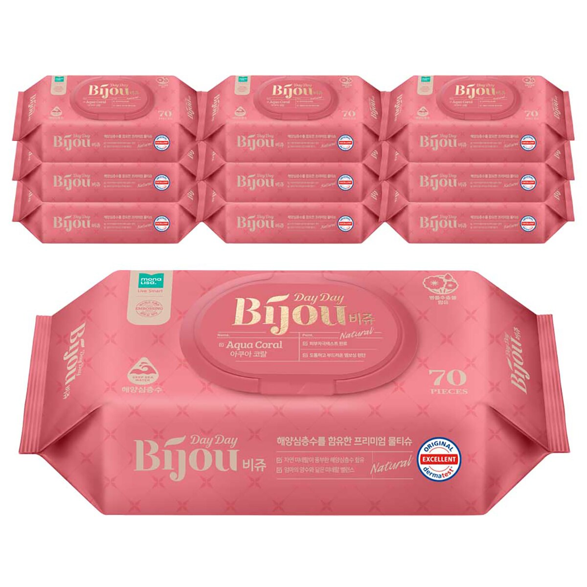 모나리자 비쥬 코랄 캡형 물티슈70매 x 10팩