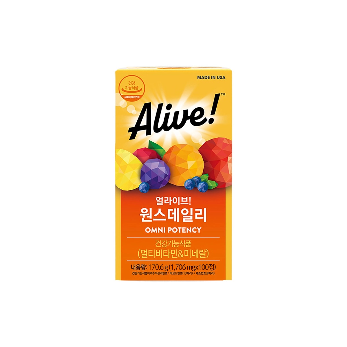 얼라이브 원스데일리 멀티비타민 1,706mg x 100정 얼라이브 원스데일리 멀티비타민 1,706mg x 100정
