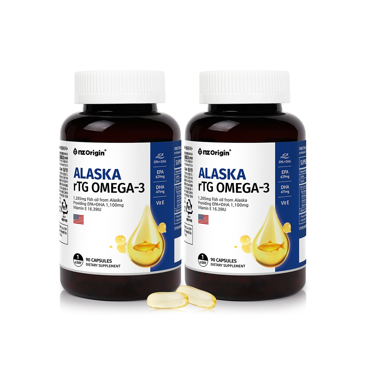 엔젯오리진알래스카 rTG오메가3 / 1,280mg x 90캡슐 x 2 엔젯오리진알래스카 rTG오메가3 / 1,280mg x 90캡슐 x 2