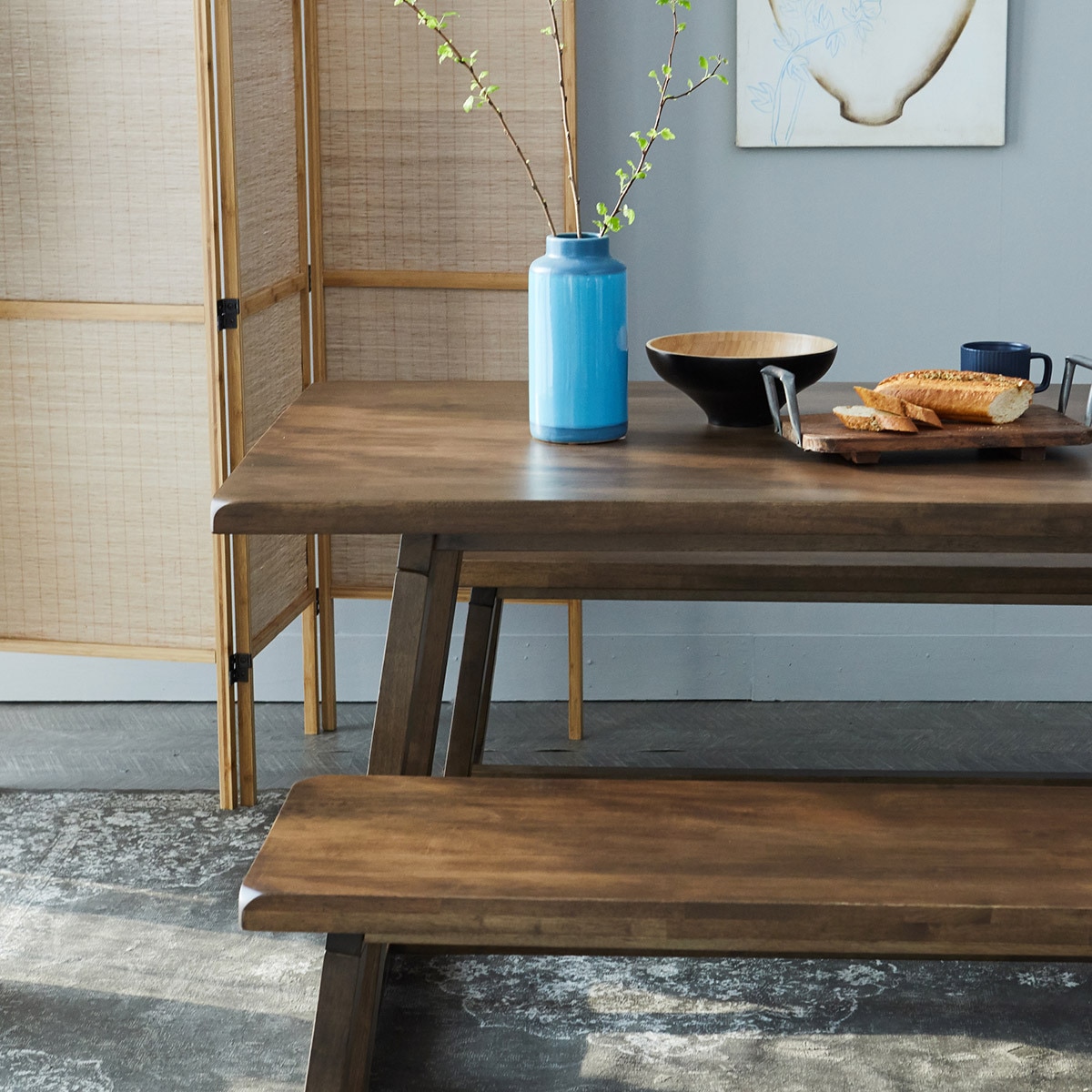 리비니아 아칸 원목 식탁세트 - 벤치+벤치