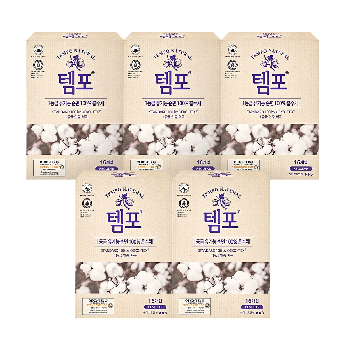 템포 내추럴16P x 5팩 - 레귤러 16p x 5팩
