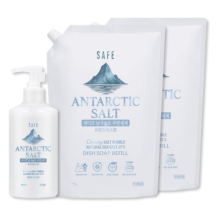 SAFE 남극솔트 주방세제 480ml + 리필 1L x 2 SAFE 남극솔트 주방세제 480ml + 리필 1L x 2