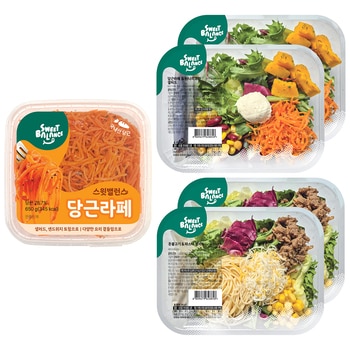 스윗밸런스 당근라페 650g + 샐러드 2종 4팩 820g 스윗밸런스 당근라페 650g + 샐러드 2종 4팩 820g