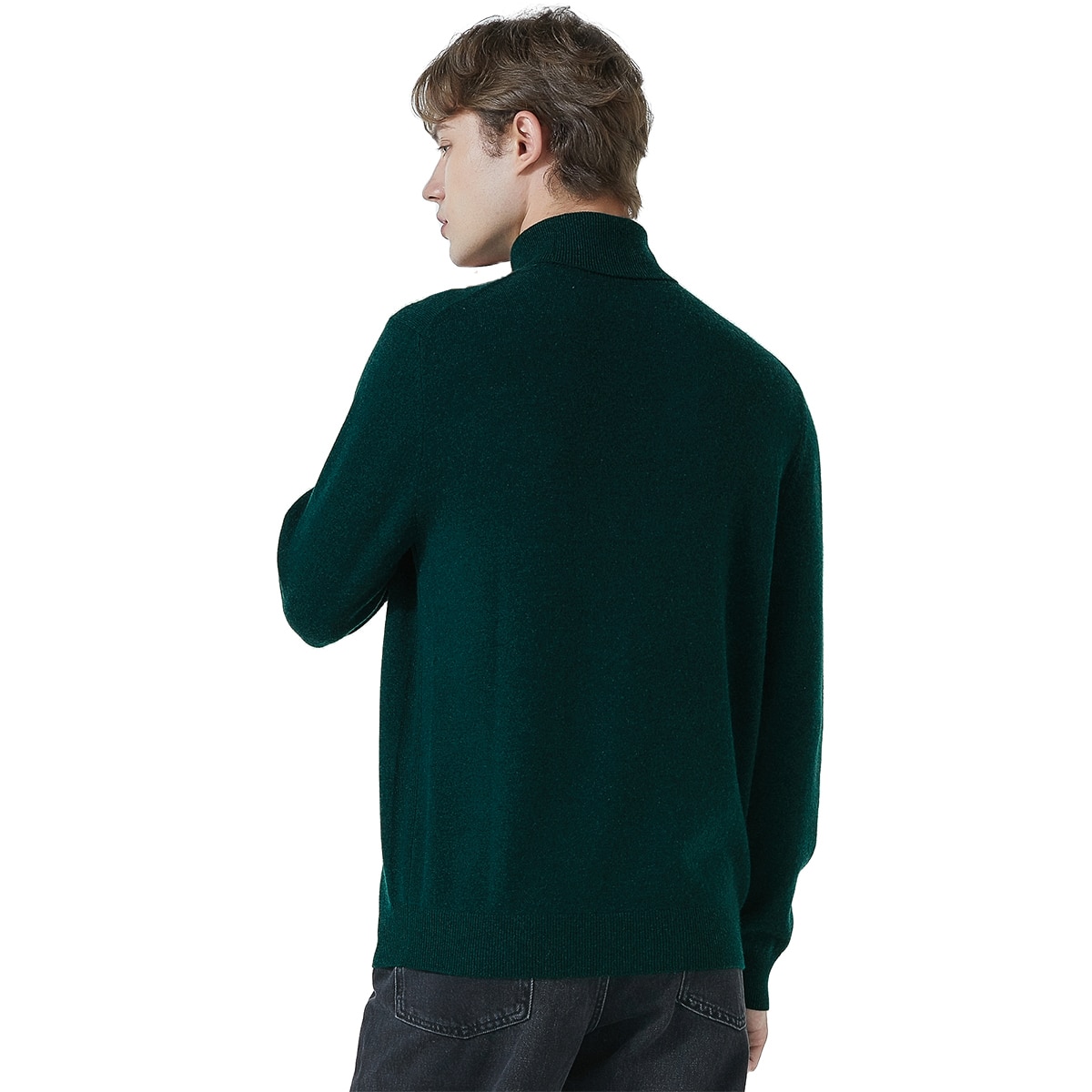 바인 남성 캐시미어 100% 터틀넥 - 다크그린, L 바인 남성 캐시미어 100% 터틀넥 - 다크그린, L