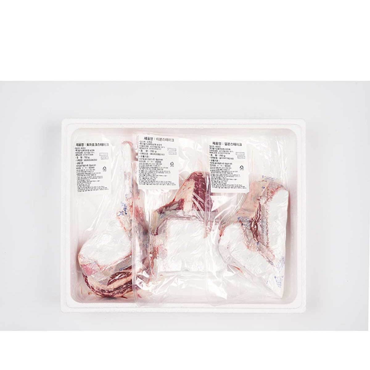 미국산 냉장 토마호크 700g + 엘본 700g + 티본 700g 미국산 냉장 토마호크 700g + 엘본 700g + 티본 700g