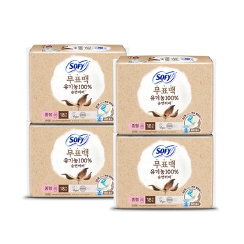 쏘피 유기농 자연의색 무표백 중형 18개 x 4팩