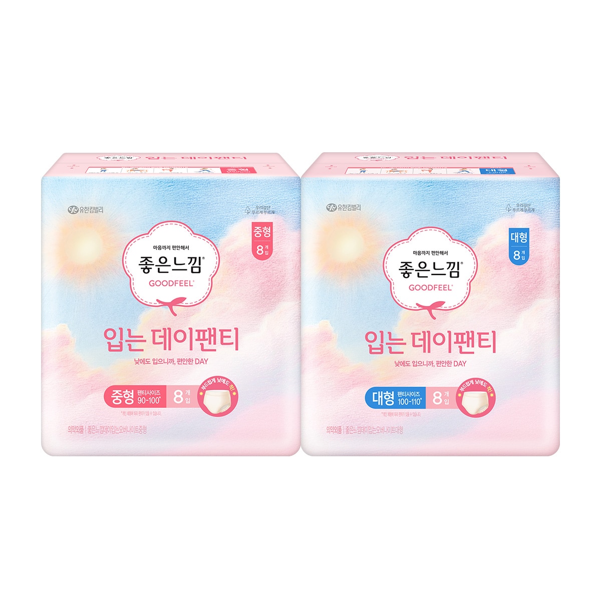 좋은느낌 입는데이팬티 중형 또는 대형 8개 x 4팩