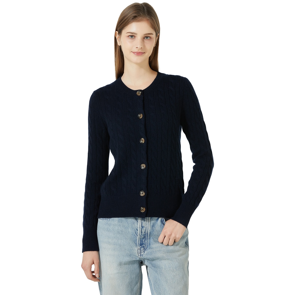 리디아 바인 여성 캐시미어 100% 케이블 가디건 리디아 바인 여성 캐시미어 100% 케이블 가디건