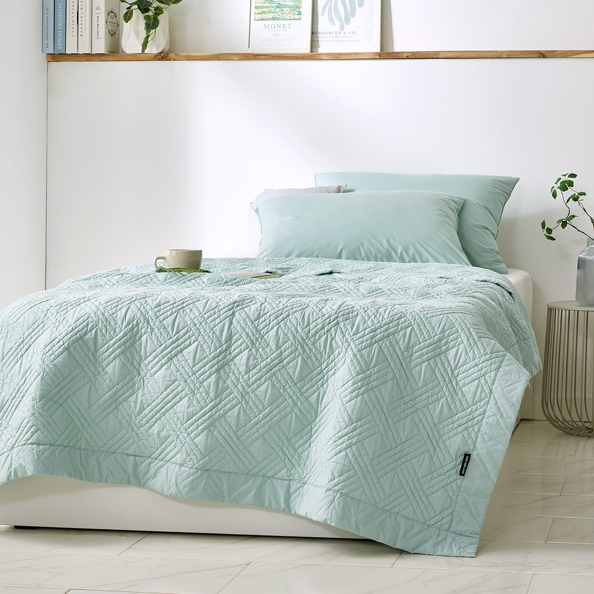 박홍근홈패션 워싱면 양모 스프레드 - 싱글, 민트