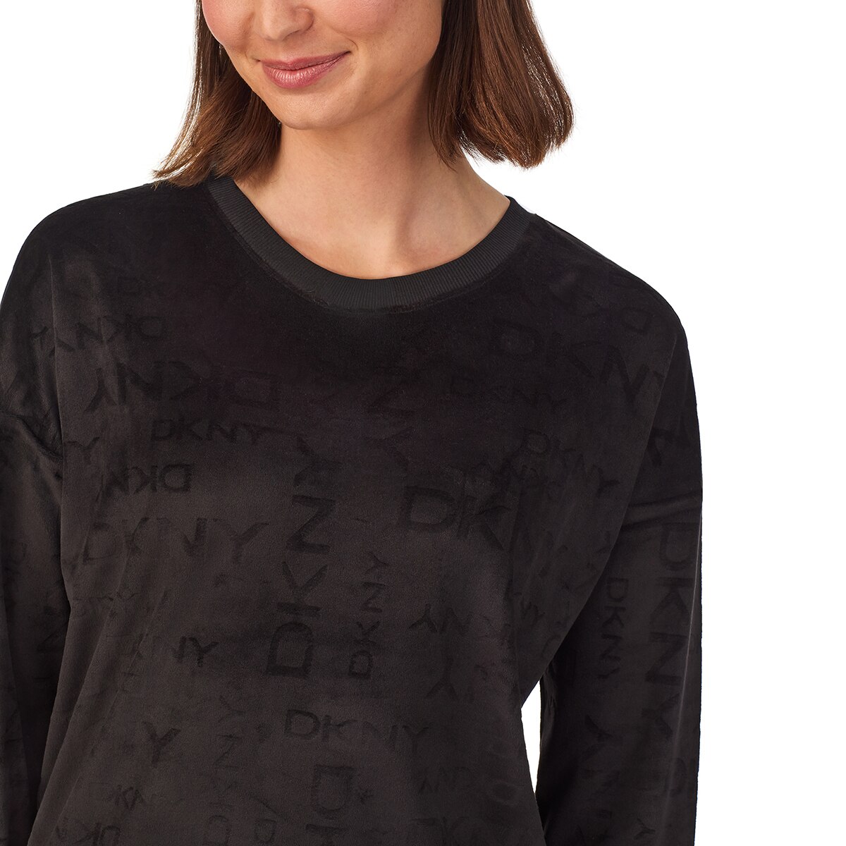 DKNY 여성 플러시 라운지 상하의 세트 - 블랙 DKNY 여성 플러시 라운지 상하의 세트 - 블랙