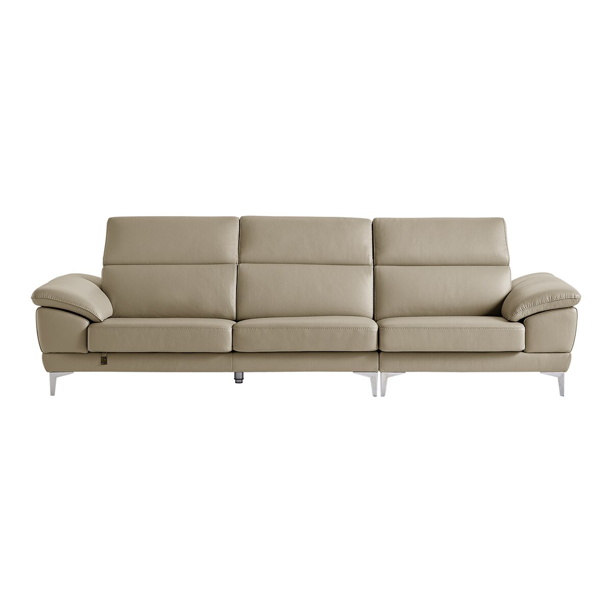 다우닝 마티에 헤드레스트 전체 천연가죽 소파 4인 - 뉴베이지