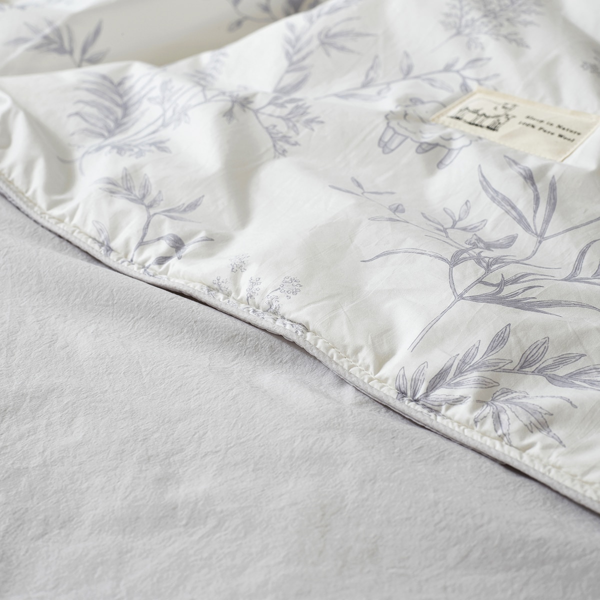 April At Home 80수면 프린트 파이핑 양모이불 - 싱글, 그레이