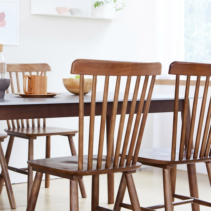 리비니아 TOTO 포세린 세라믹 4인 식탁세트 - 월넛(의자) + 그레이(세라믹 상판),