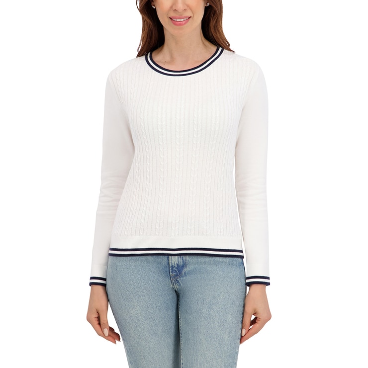 할스톤 여성 케이블 스웨터 - 아이보리, S
