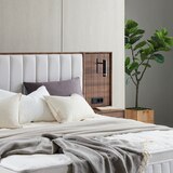 라클라우드 시에스타 패브릭원목 침대프레임 - 라지킹, 내추럴 브라운