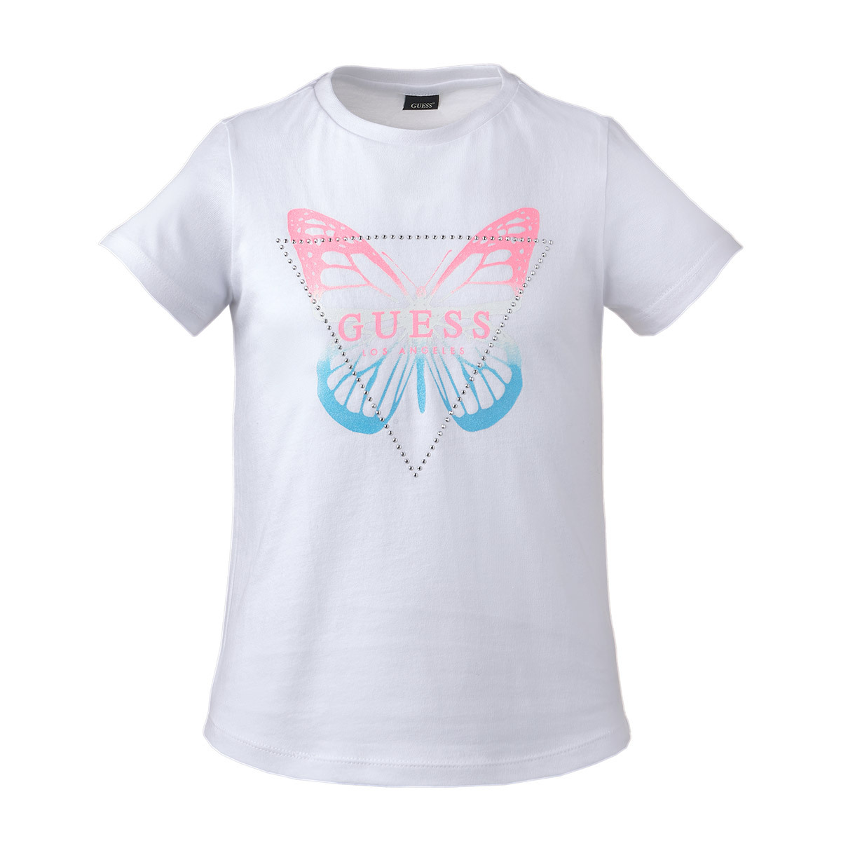 게스 키즈 반소매 로고 티셔츠 - 화이트 나비 로고