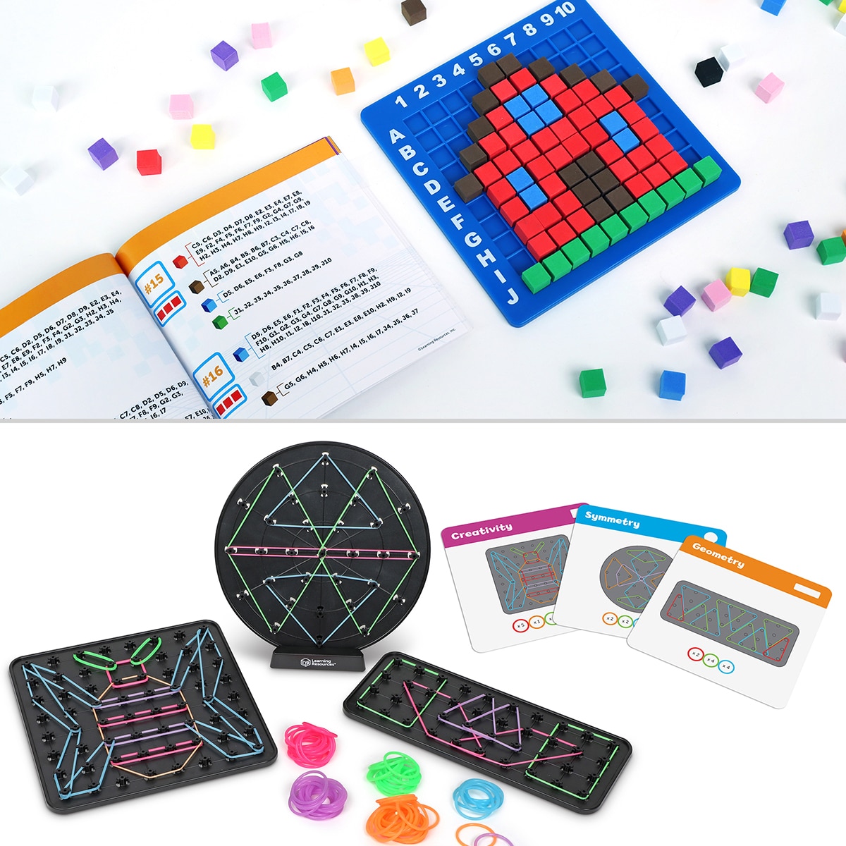 러닝리소스 픽셀아트 퍼즐 & 글로우 지오보드 세트