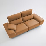 UND NA17 전체 천연 이태리 슈렁큰통가죽 3.5인 소파 - 허니브라운