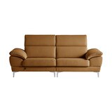 다우닝 마티에 헤드레스트 전체 천연가죽 소파 3인 - 머드브라운