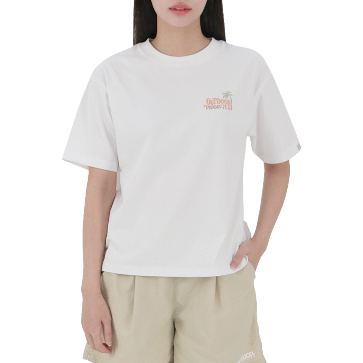 아웃도어 프로덕츠 여성 반소매 티셔츠 - 선셋 화이트, S