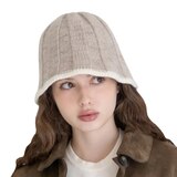 안드레아바나 여성 울 니트 모자 - 베이지