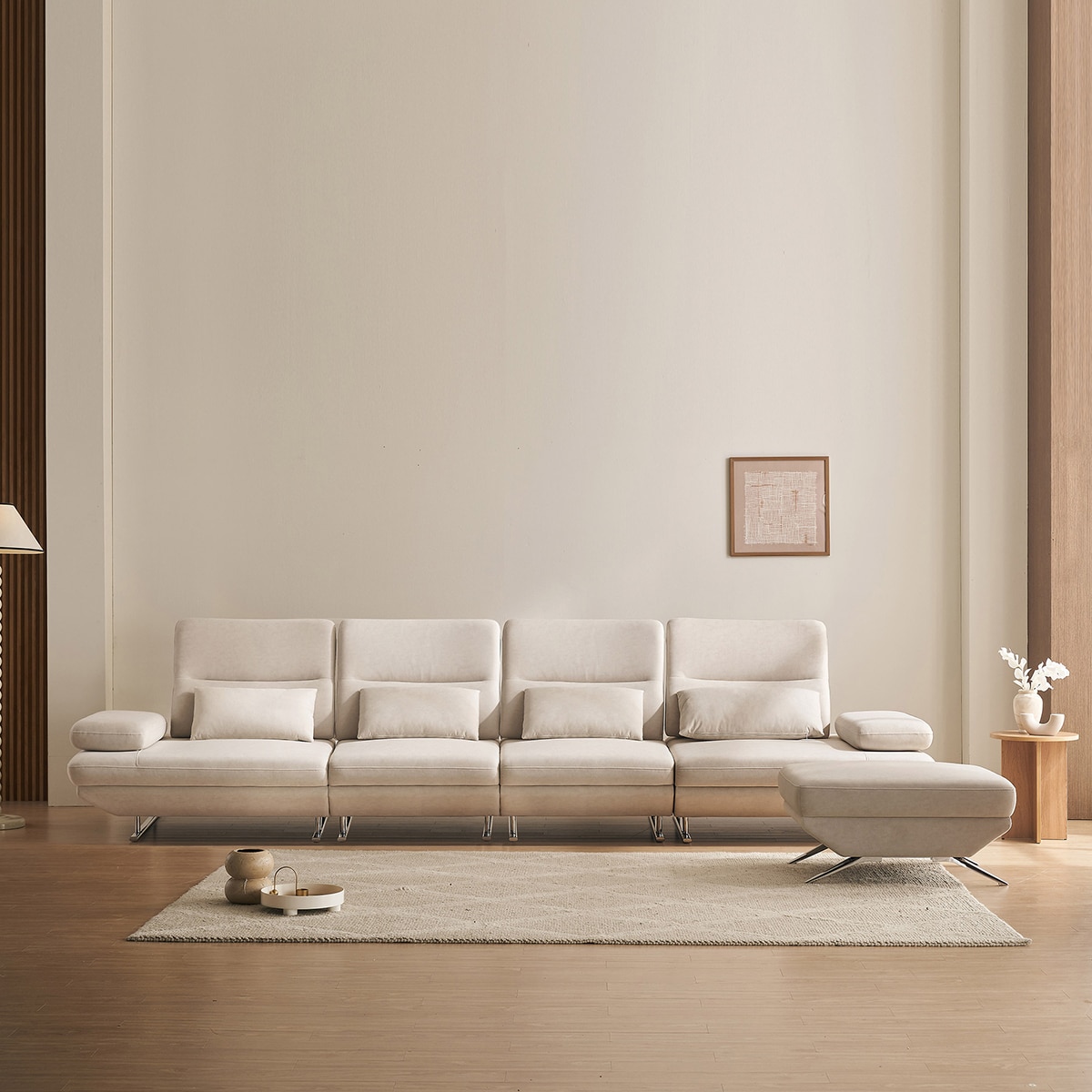 라클라우드 그랑블 스윙 기능성 패브릭 6인 소파 - 아이보리