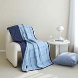 오리고 면 시어서커 담요 100 x 150cm - 블루