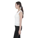 베네뜨 여성 립 라운드넥 민소매 니트 탑 - 아이보리