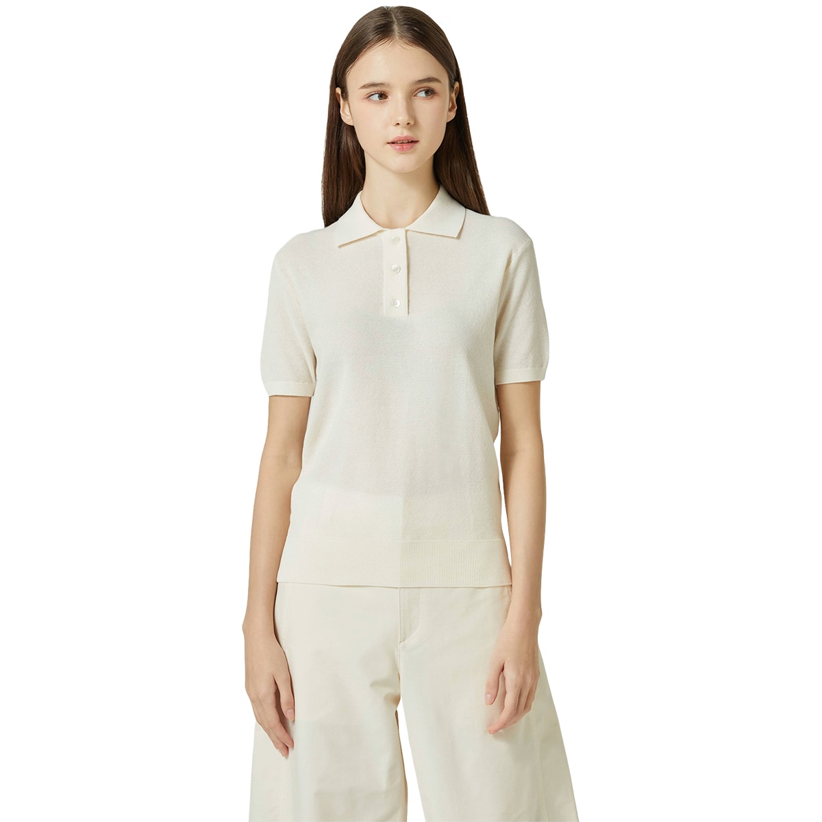 리디아 바인 여성 반소매 폴로 니트 - 아이보리, M