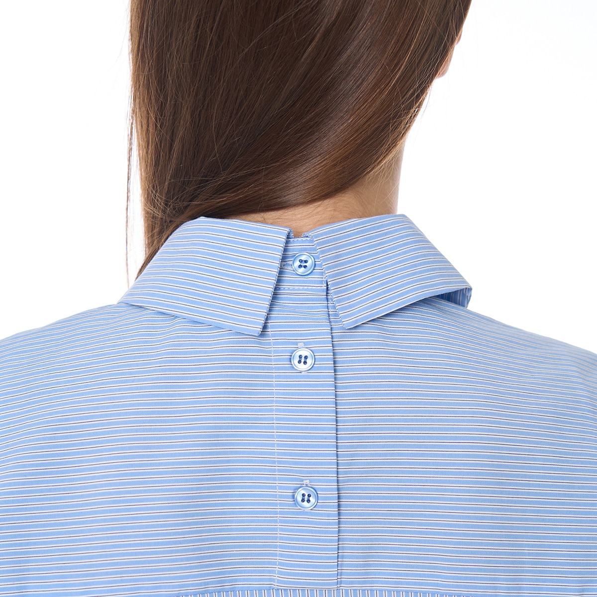 숲 여성 스트라이프 블라우스 - 블루