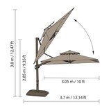 앳레저 LED 캔틸레버 사각 우산, 지름 3.0m, 페블