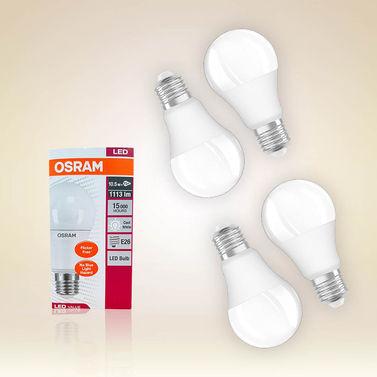 OSRAM LED 전구10.5W 4PK  - 전구색