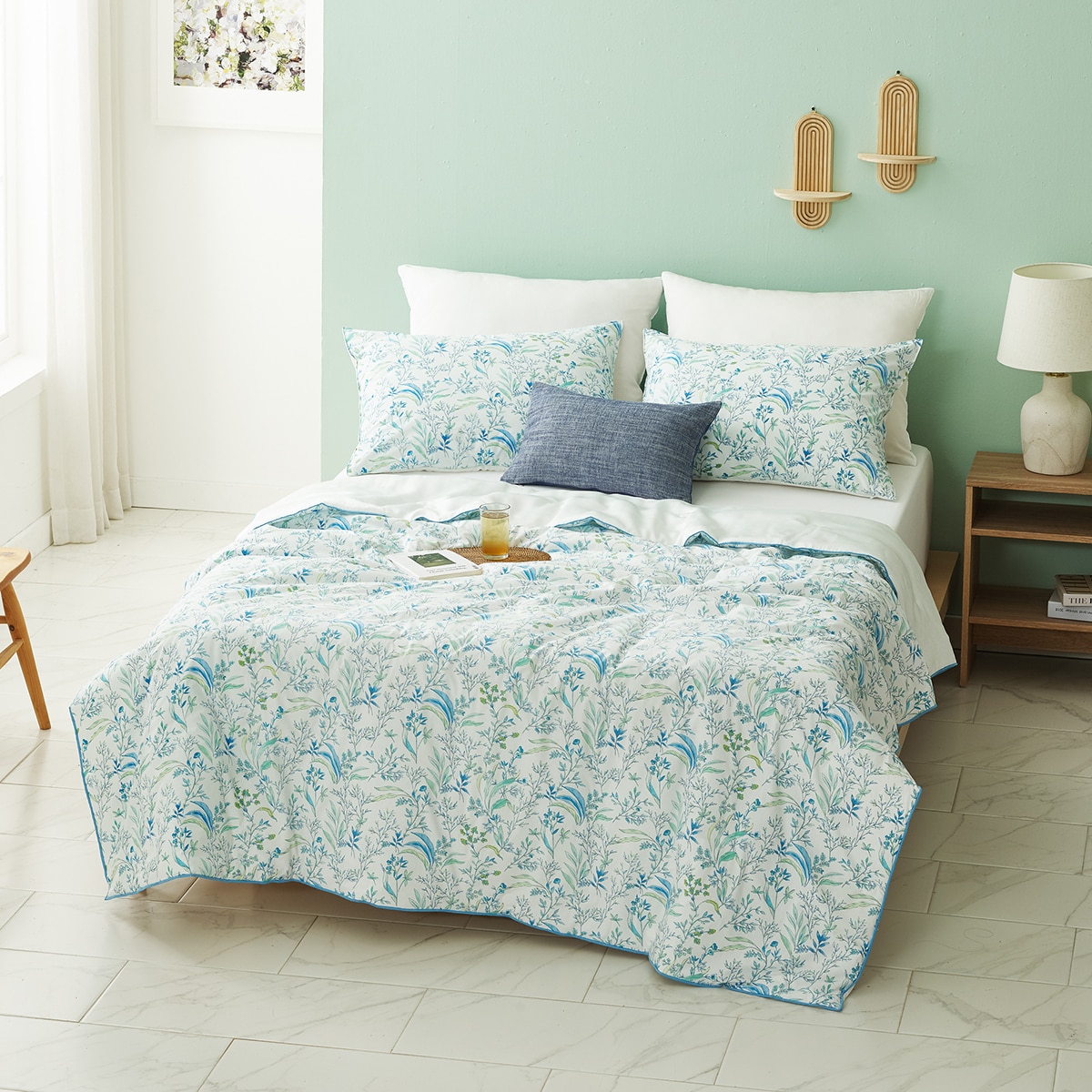 박홍근홈패션 인견/고밀도면 양면 이불 - 퀸, 블루