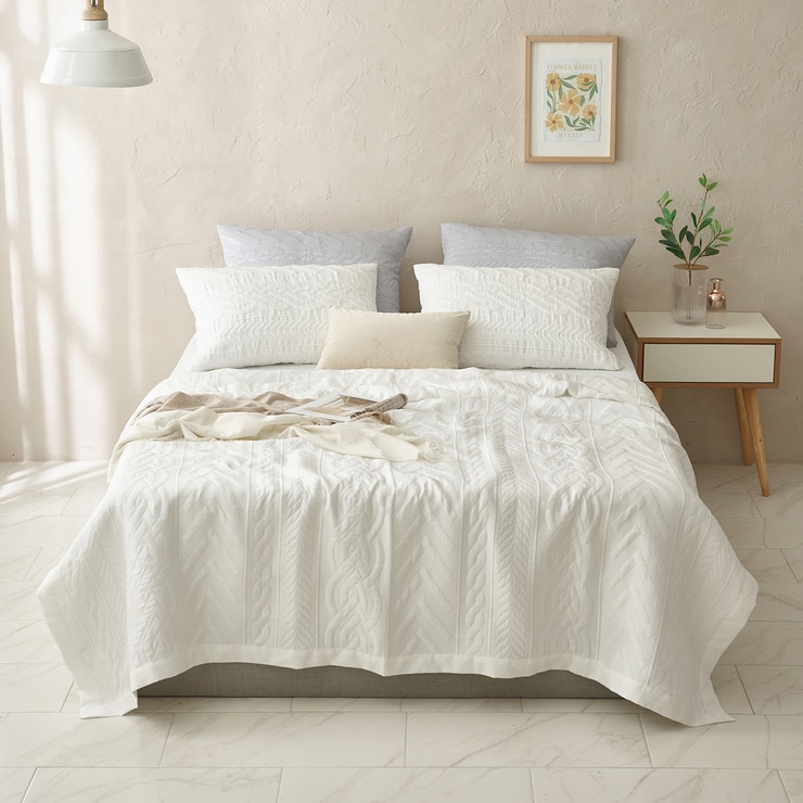 박홍근홈패션 인견 3중직 스프레드 -퀸, 화이트