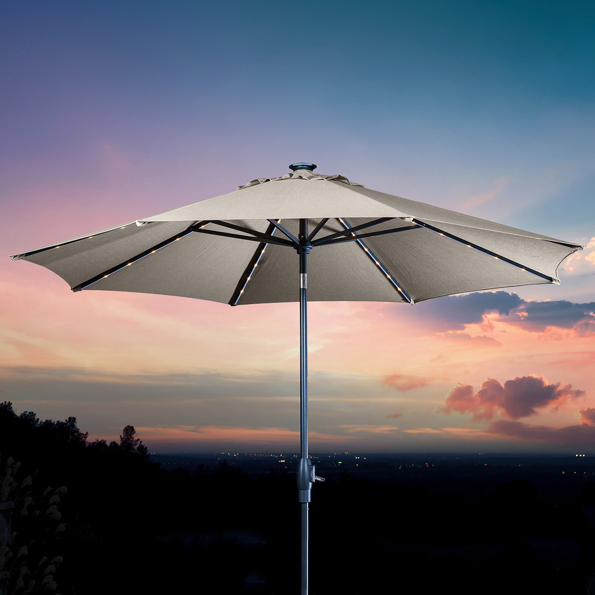 선빌라 LED 조명 우산, 지름 3.0m - 베이지