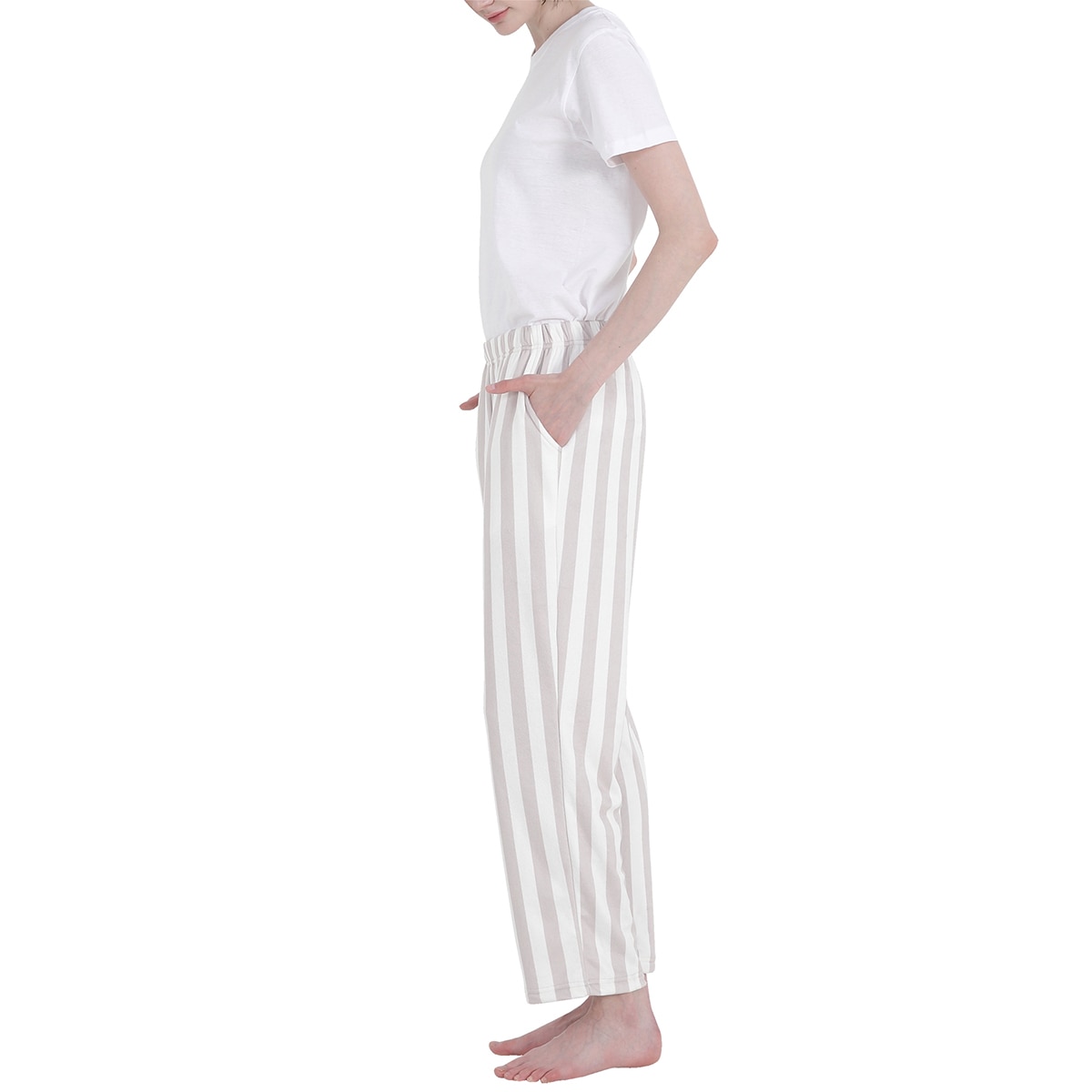 비비안 여성 스판 라운지 바지 2PK - 차콜/베이지